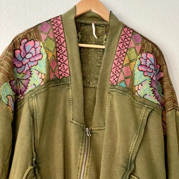 FREE PEOPLE ANTIGUA CARDI EMBROIDERED JACKET ZIP M - Picture 6 of 9